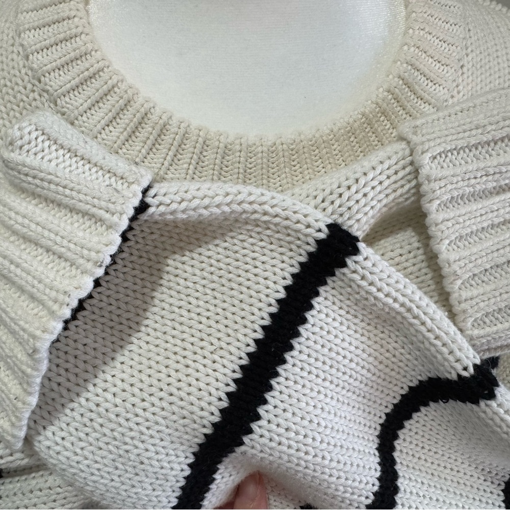 Quince Black and White Striped Crew Neck Sweater - Picture 2 of 4